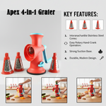 Apex 4 in 1 signature rotary grater with hand crank and safety design
