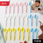 Disposable multicolor plastic spoon set, 24 pieces