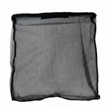 A flat black mesh zipper storage bag is displayed against a white background.