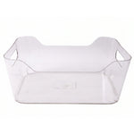 White background with storage box size guide