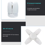 White colored LED fan blade bulb with foldable blades
