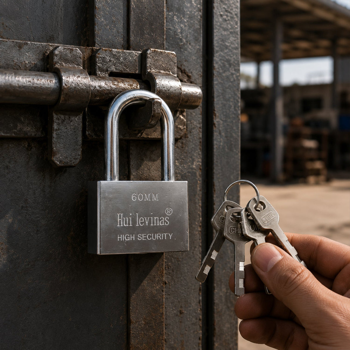 Lock used on gates, doors and storage units
