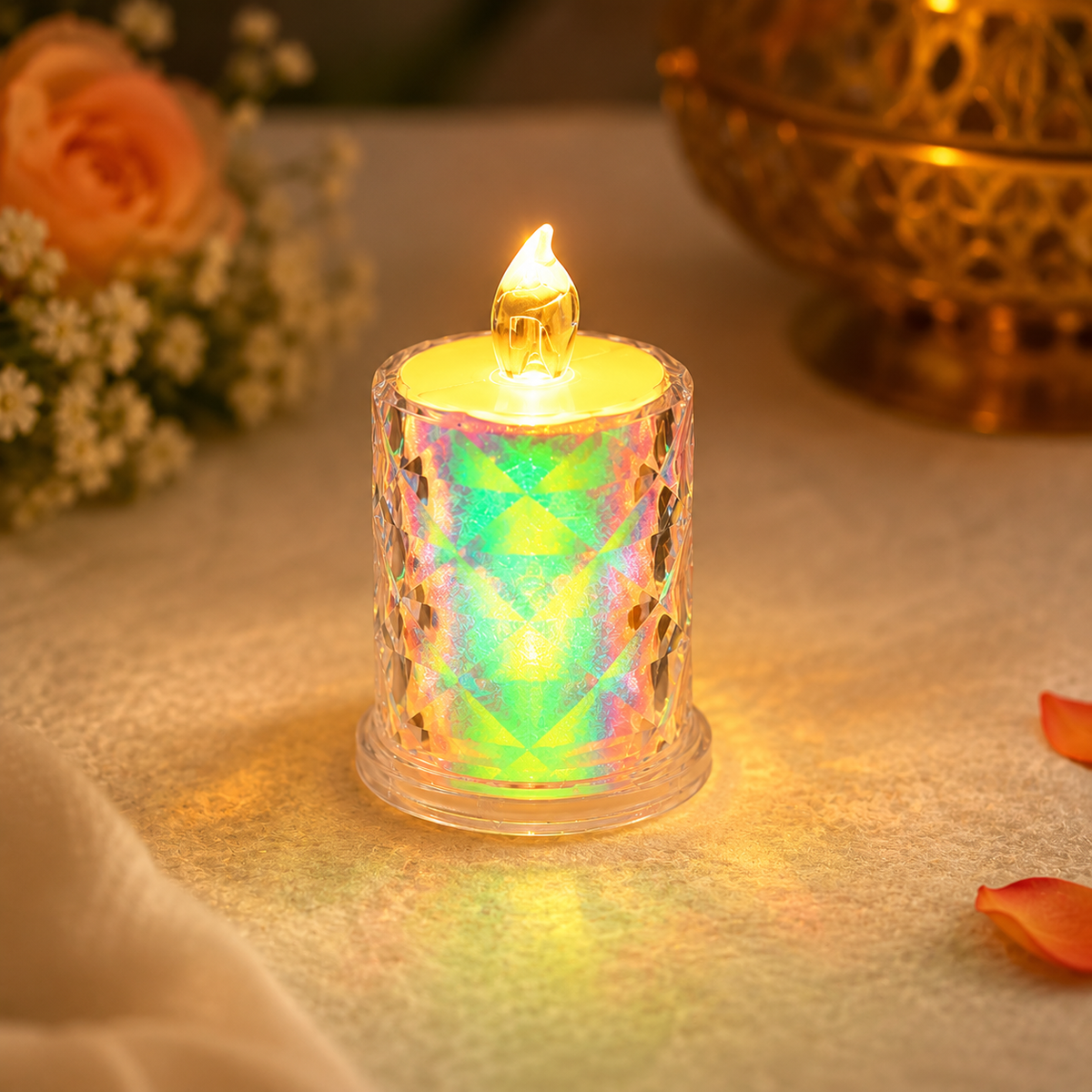 Elegant Snow Globe & LED Crystal Candle Light Home Décor Gift Set