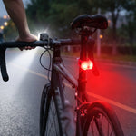 LED bike safety light mounted on bicycle