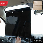 Retractable sunlight protector curtain with suction mounts, 1 set