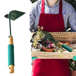 The complete gardening hoe, showcasing its balanced design for easy handling.