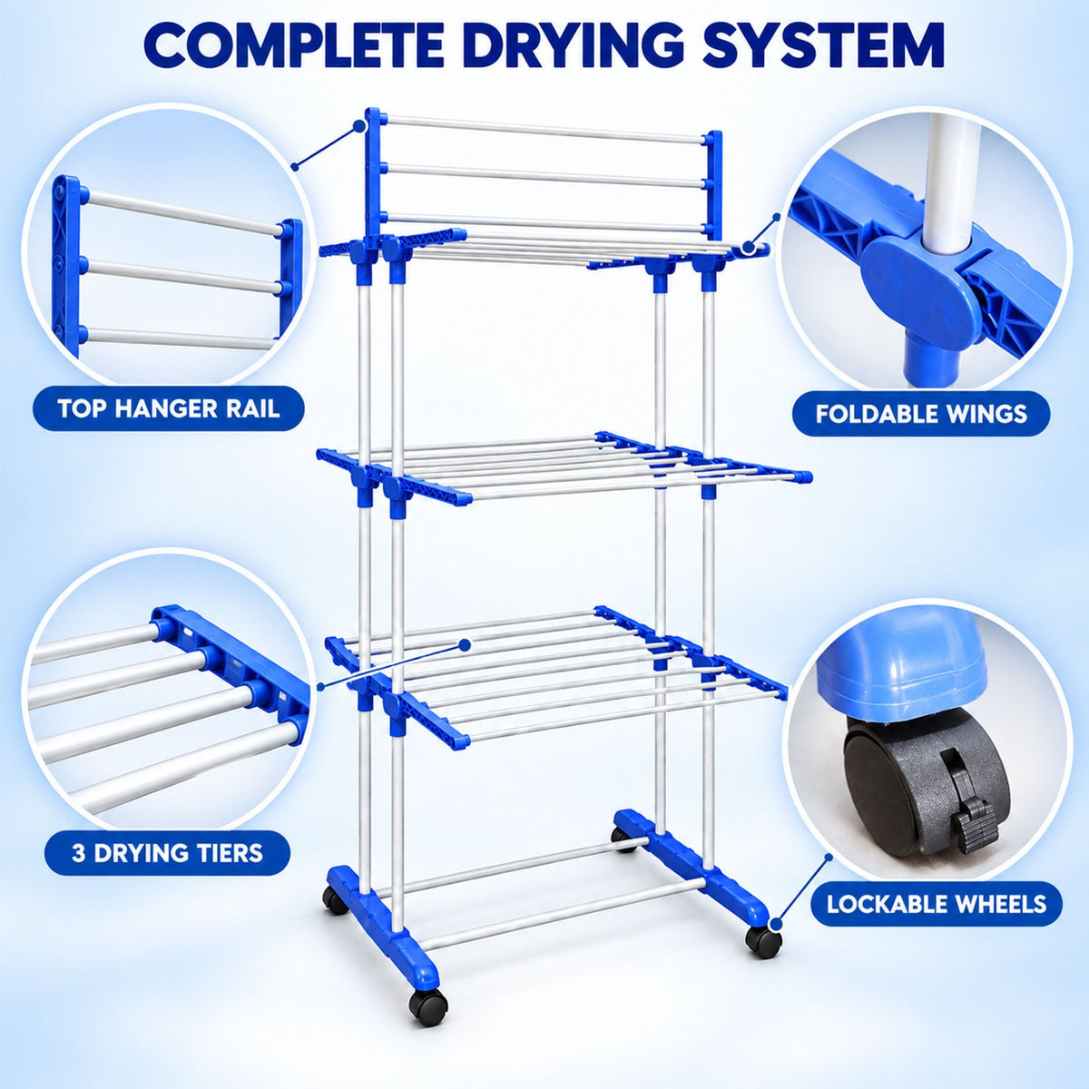 Clothes drying rack white bg