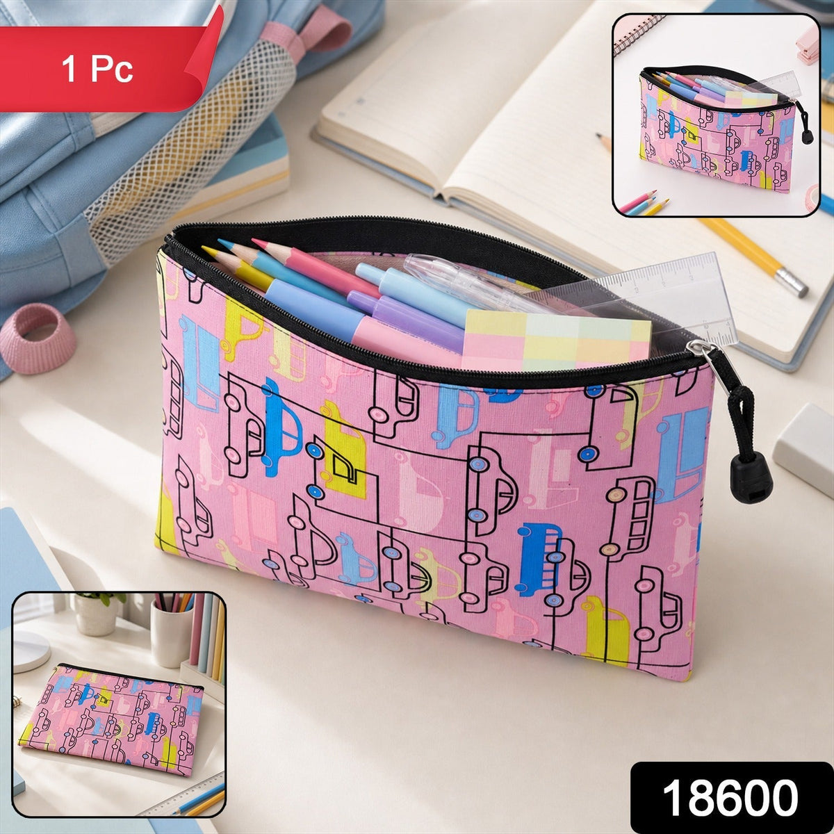 Car print pencil pouch pack