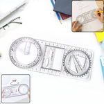 Multi-functional geometry drawing tool with ruler and protractor