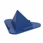 Front view of the pyramid mobile stand, ready to hold a device at an optimal angle.