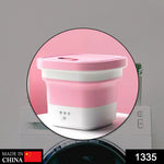 Portable mini washing machine, showcasing its foldable convenience.