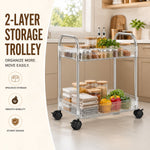2 Layer Storage Trolley with Wheels – Compact & Movable Organizer