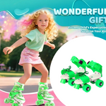 Side view of adjustable kids roller skates, highlighting the size mechanism.