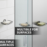 Angled view of the VelvetBubbles wall mount soap rack, highlighting its sleek design.