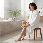 Visual guide detailing the easy usage steps for the foot scrubber.