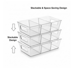 Top-down view of the Organivo clear fridge bin, showcasing its spacious design.