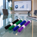 Collection of assorted colours dry erase markers for office and classroom.