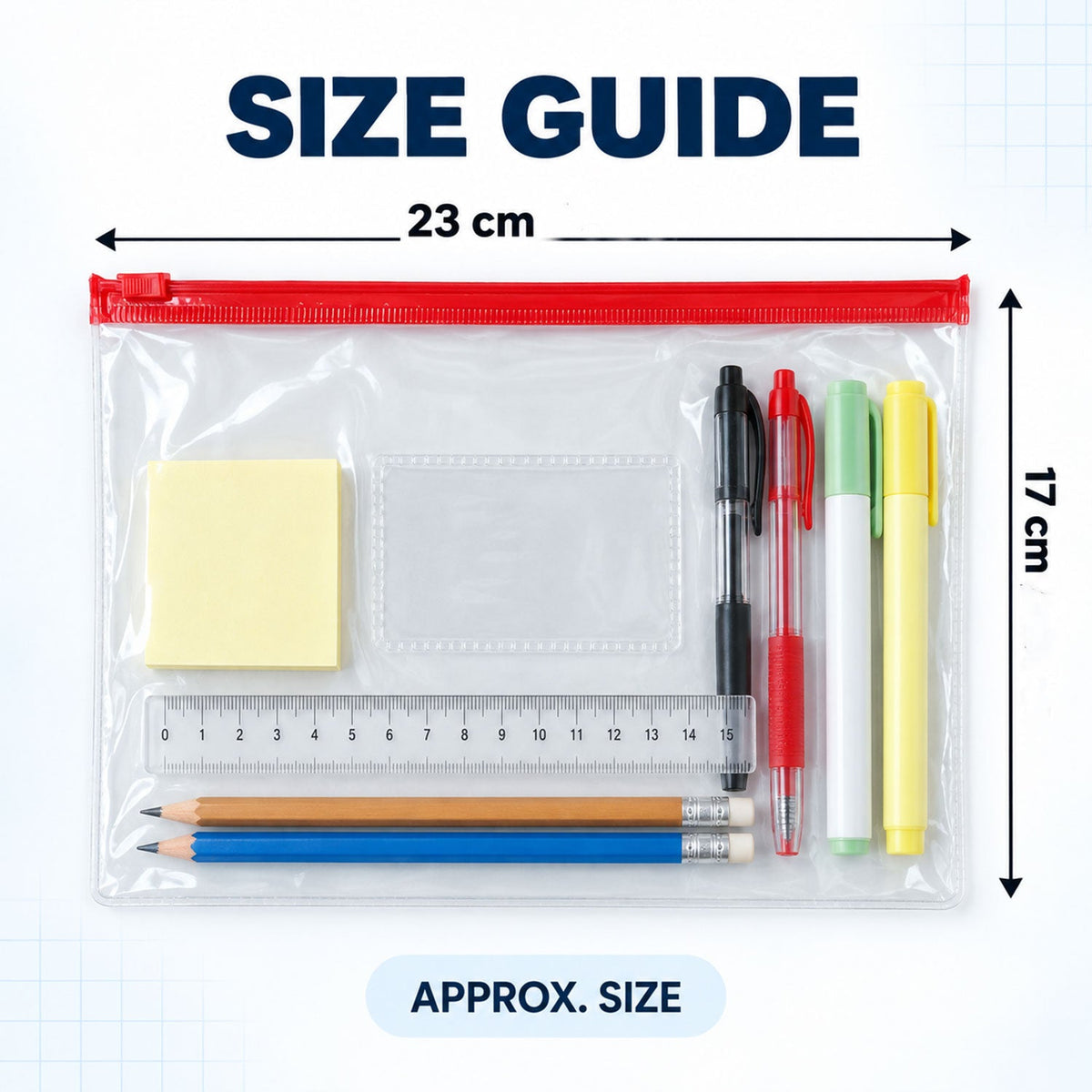 Zipper pouch size guide