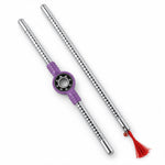 Steel base Dandiya stick pair on white background