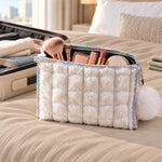 Plush makeup pouch white bg
