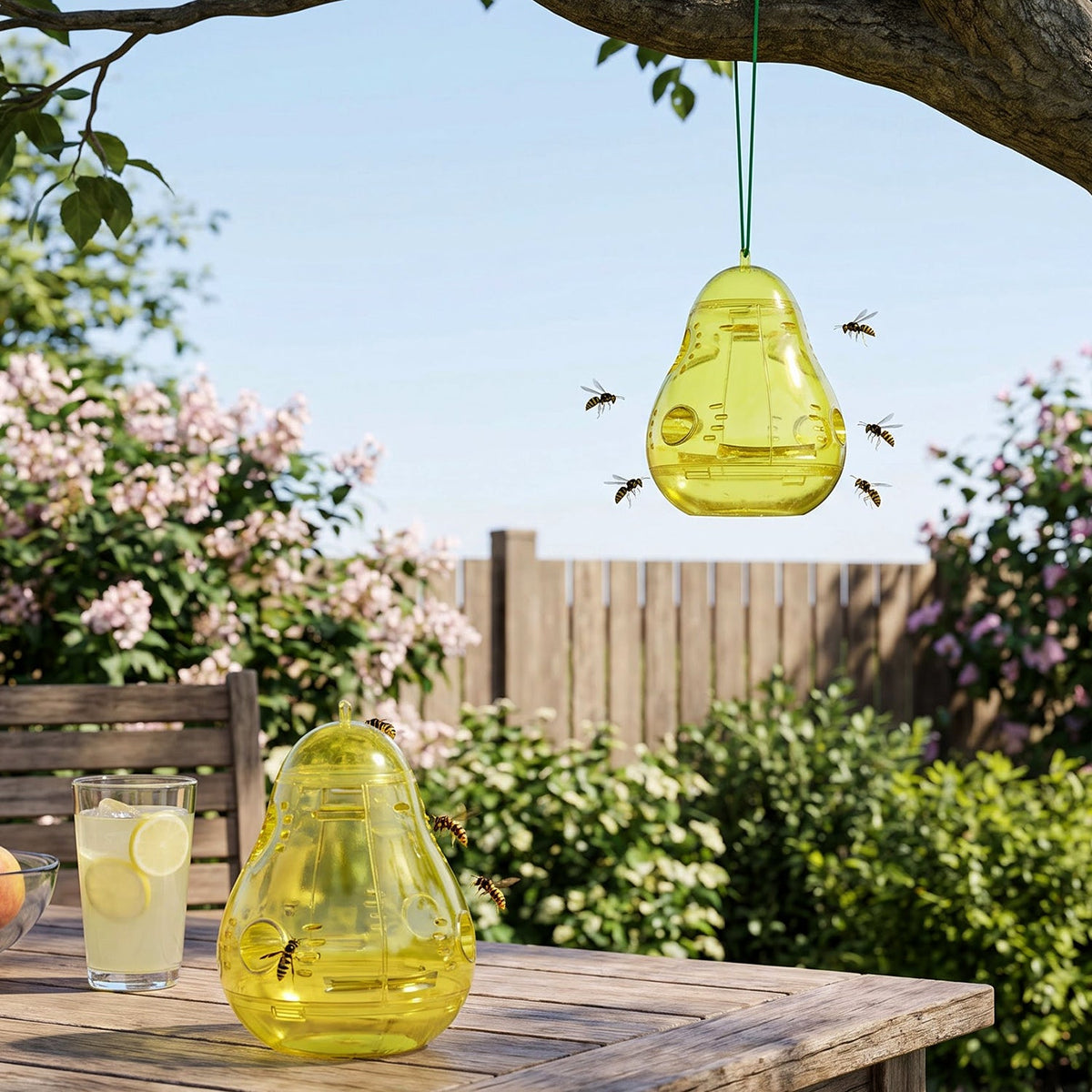Two piece reusable wasp trap set