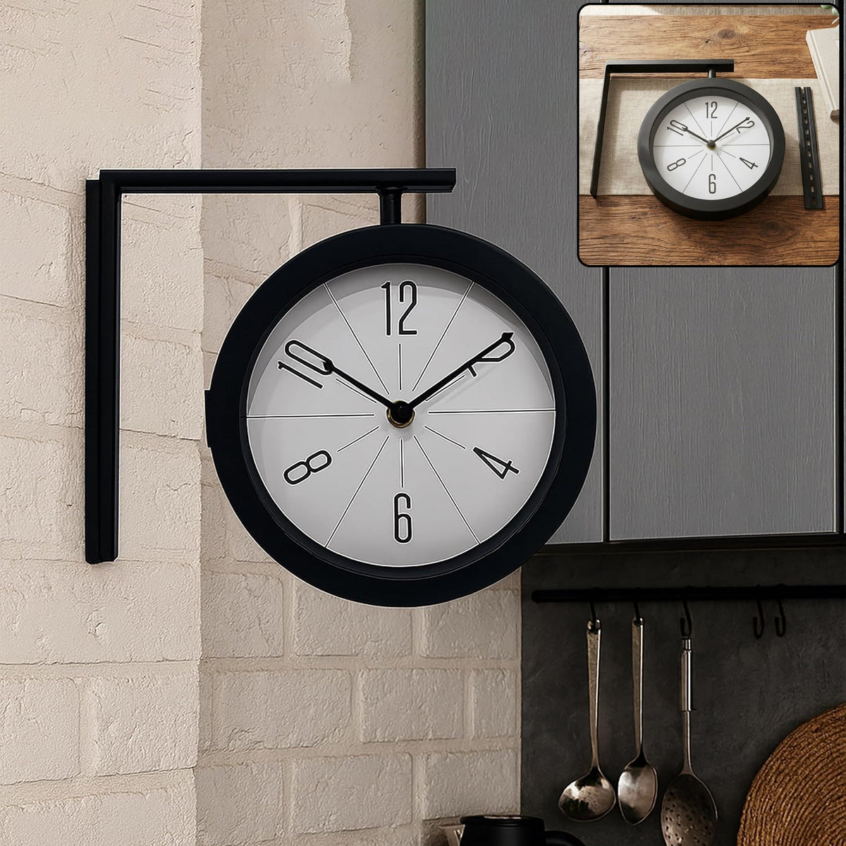 Round Double Sided Wall Clock – Vintage Station Style