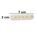 A single beige self-adhesive cable organizer clip, 7 cm long and 2 cm wide, with five flower-shaped holders, on a white