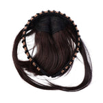 Travel-friendly design of synthetic hair bangs headband in compact size