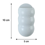 White, caterpillar-shaped holder with dimensions: 10 cm height and 5 cm width.