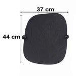A single black foldable car sunshade with suction cups is shown with dimensions of 37 cm width and 44 cm height.