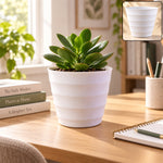 Decorative ribbed plastic flower pot planter