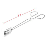 A pair of silver stainless steel tongs with a red line indicating a length of 31 cm on a white background.