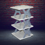 Close-up view of the durable ABS material and thoughtful design of the shoe rack.