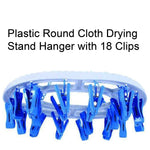Strong plastic clips on the 18-clip round drying hanger for secure hold.