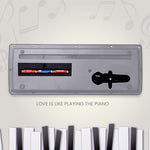 Close-up of the microphone input on the kids piano keyboard.