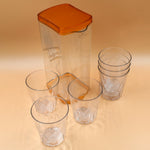 Durable BPA-free plastic jug, ideal for storing cold beverages in the fridge.