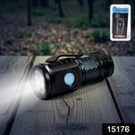 Ergonomic handheld rechargeable LED torch, ideal for outdoor adventures.