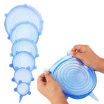 Close-up of a flexible silicone stretch lid adapting to a container.