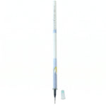 A white and blue pen refill with a light blue cap next to it, against a plain white background.