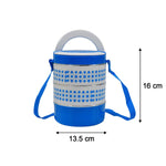 Adjustable tiffin set disassembled, showing three separate containers.
