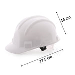 Side profile of a heavy-duty construction safety helmet, designed for maximum impact resistance in hazardous environments.