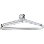 Set of 12 stainless steel cloth hangers neatly arranged, showcasing their sleek design.