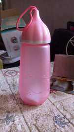 Multiple unique shape plastic water bottles displayed together, showcasing size and design.