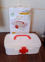 The First Aid Box filled with essential medical supplies like bandages and small bottles.