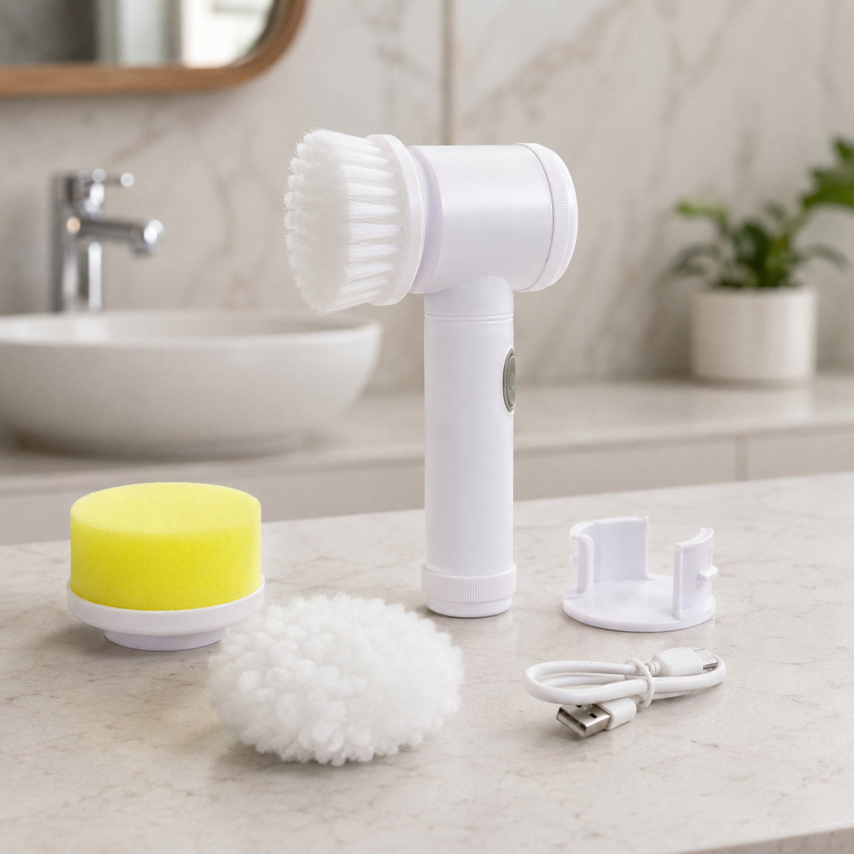 5 in 1 Electric Cleaning Brush Rechargeable Spin Scrubber for Bathroom