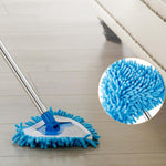An adjustable triangle mop head with stainless steel for efficient floor cleaning.