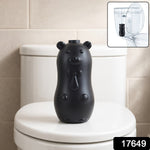 Close up of bear shaped toilet tank cleaner showing design details