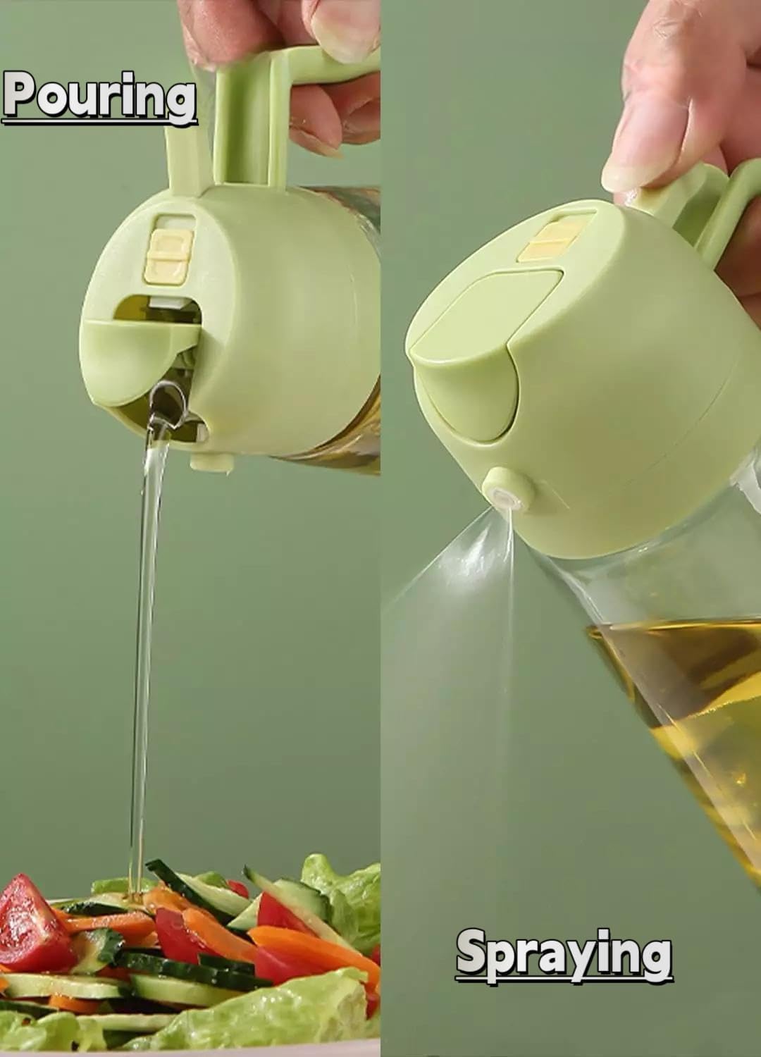 NaturalCozy Oil Sprayer & Dispenser Bottle 2-in-1 Premium Oil Bottle with Spray Nozzle for Healthy Cooking, Air Fryer, BBQ, Salad, Roasting 500ml Ecom Vinayak (Hard Plastic) (Pack 1)