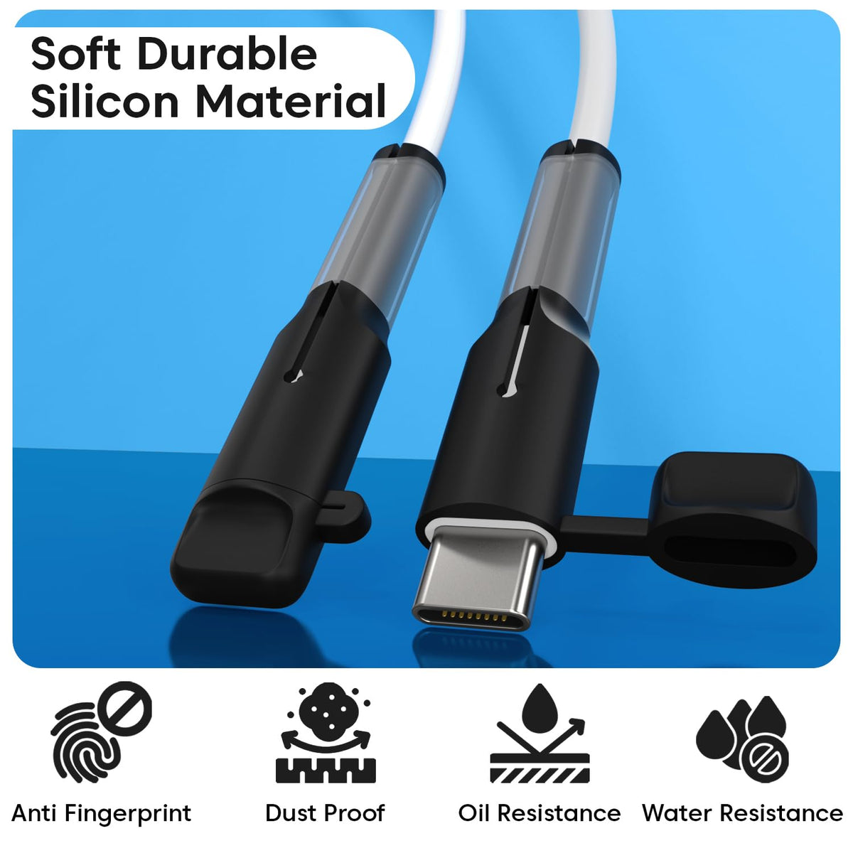 Sounce Type C Cable End Protector Silicone Cap, Grey