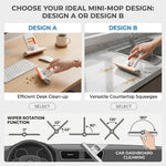Mini Foldable Desktop Mop For Kitchen – Self‑Squeeze Sponge Mop for Wet & Dry Use – Portable Cleaning Tool – Kitchen, Bathroom, Glass, Living Room (1 Squeeze Handle + 2 Sponge Head)